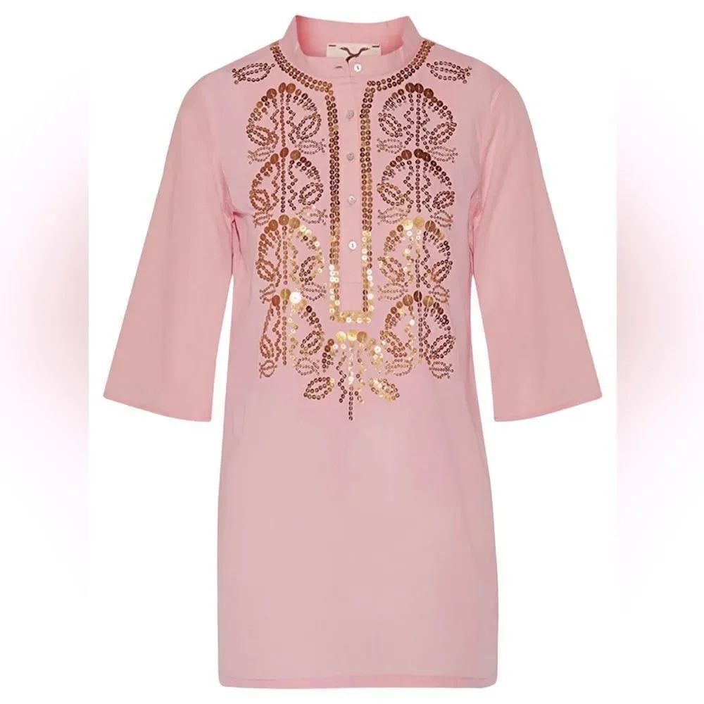 Figue Sequin Embellished Jasmine Tunic Top in Pink